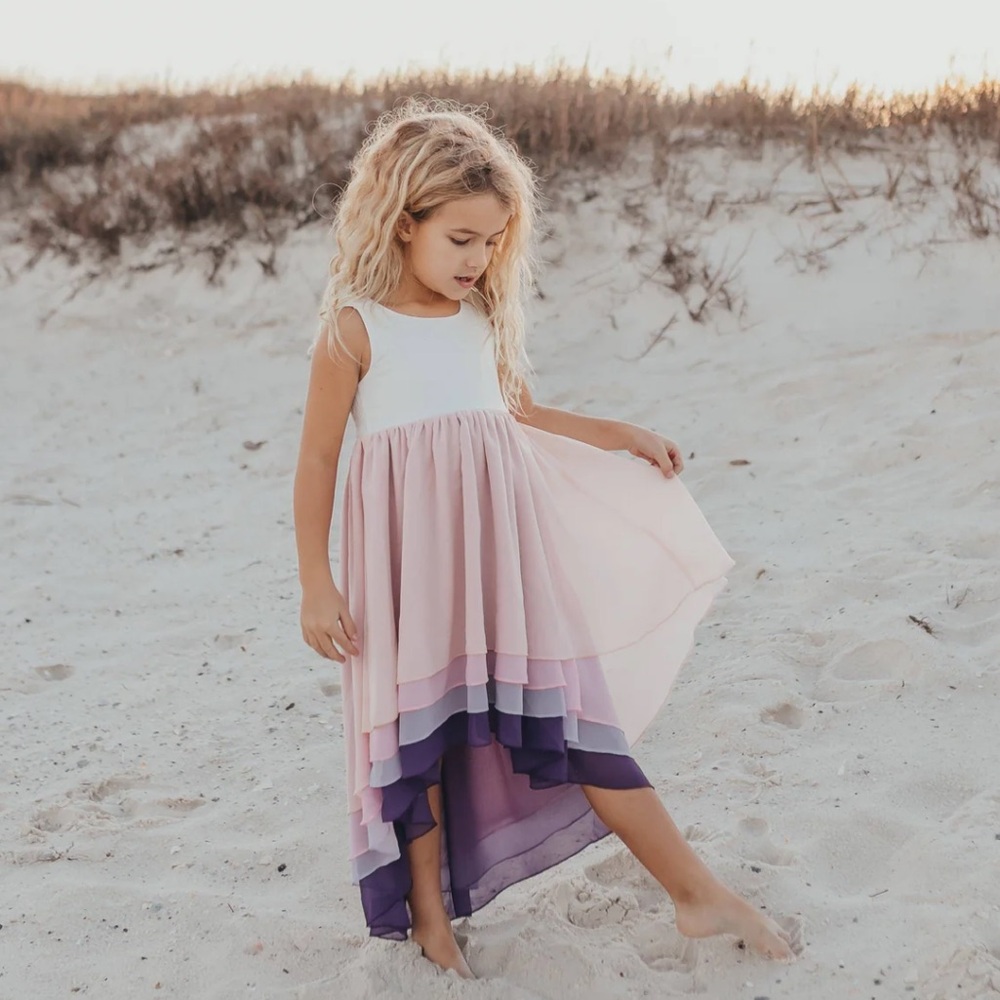 OOPSIE DAISY Hi-Lo Lavender Sleeveless Tiered Dress Girls size 7/8